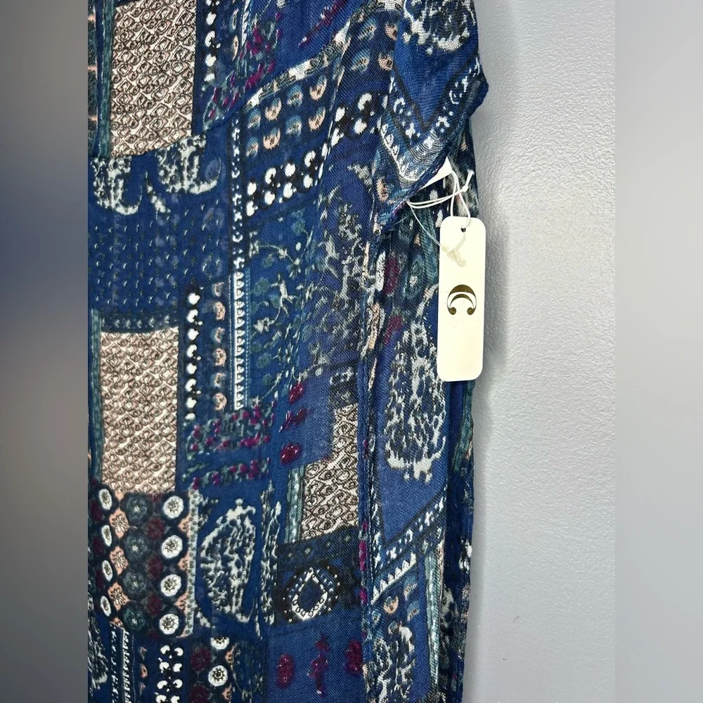 Charming Charlie Navy Blue Patchwork Infinity Scarf Soft Lightweight Boho OS NWT